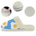 Fried Eggs Men's Fur Trim Thick-Sole Indoor Slippers Men's Fur Trimmed Slippers Food Printed Offshore