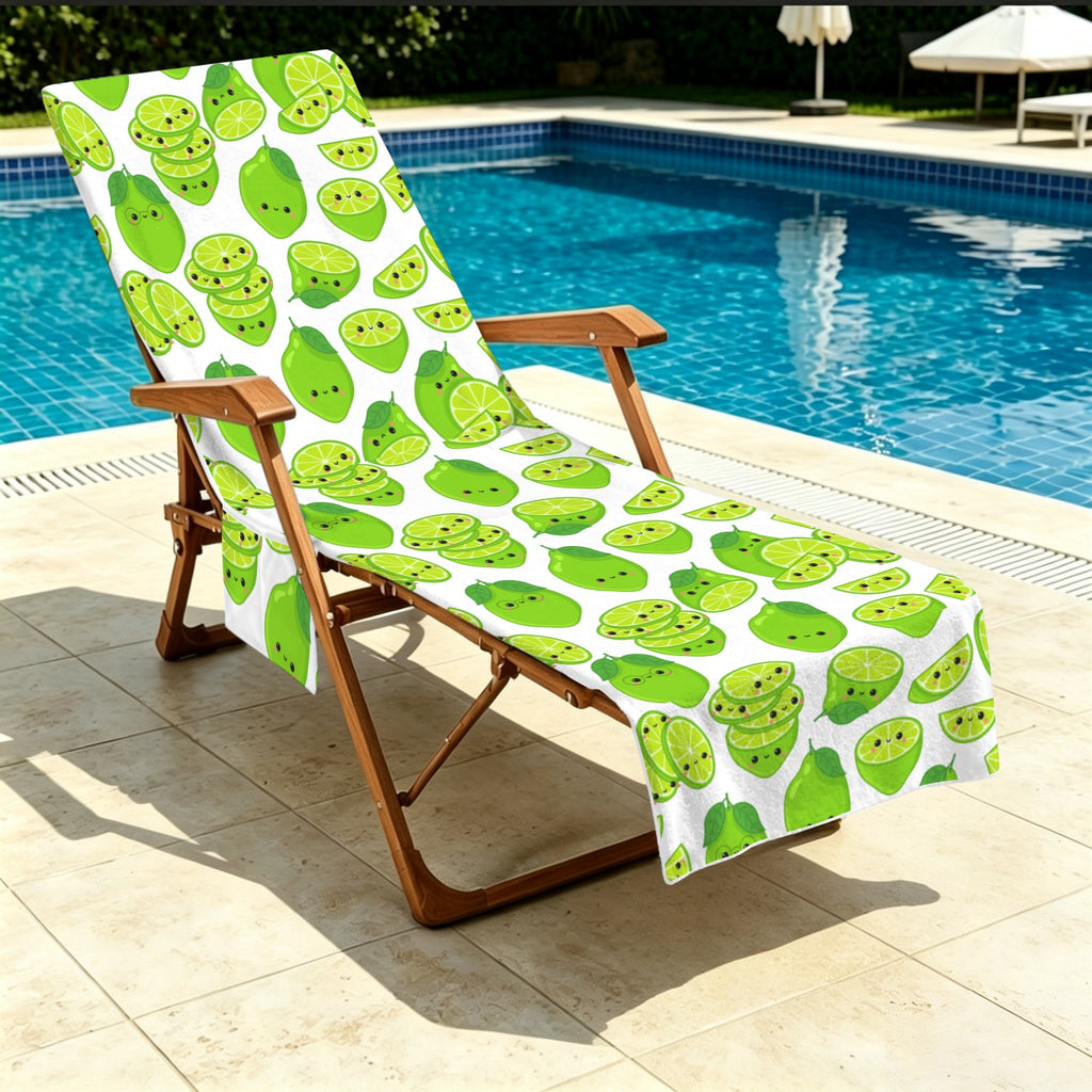 Cute Limes Beach Chair Towel Cover with Side Pockets