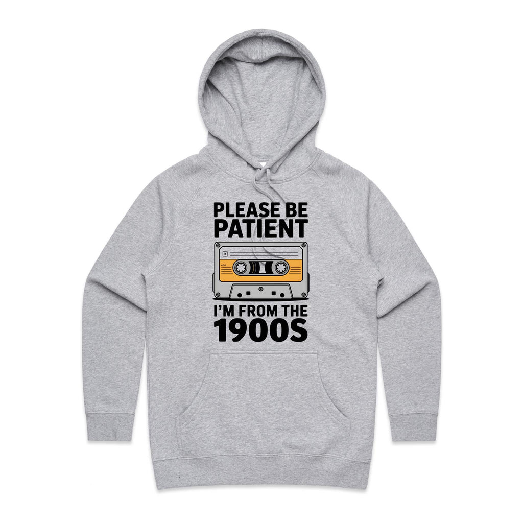 Please Be Patient, I'm From The 1900's Women's AS Colour Hoodie Grey Marle Womens Hoodie Music Printed In Australia Retro