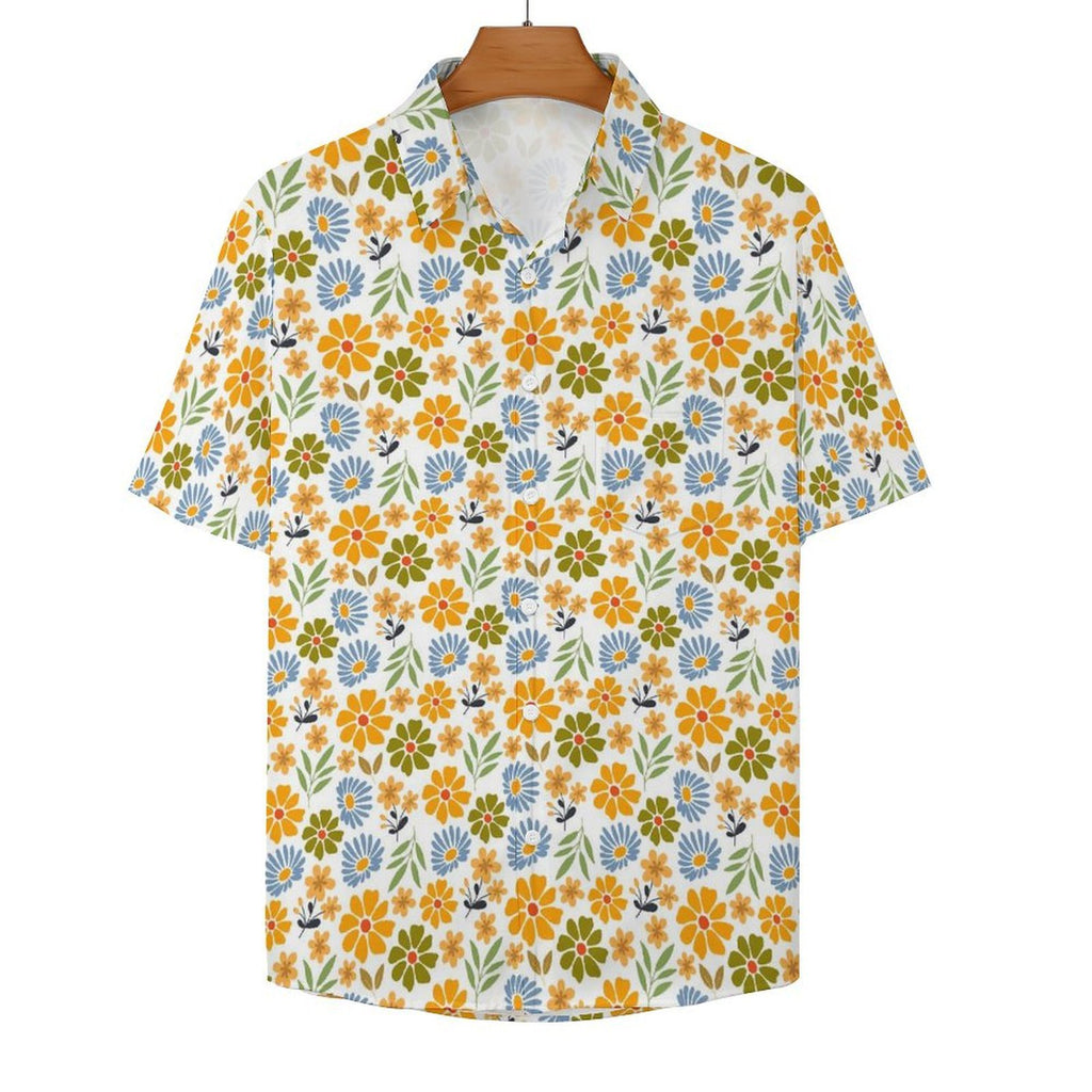 Retro Boho Floral - Women's Short-Sleeve Button Up Shirt