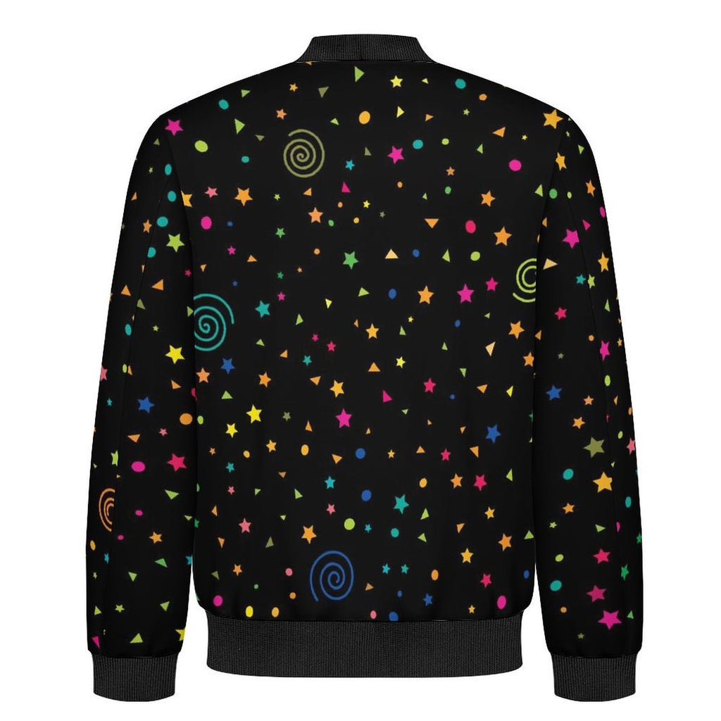 Stars And Swirls Men's Casual Zip‑Up Bomber Jacket