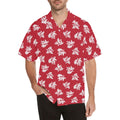 Red Retro Foliage, Hawaiian Flower - Mens Hawaiian Shirt