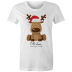 Oh Deer, Christmas Is Here, Reindeer - Womens T-shirt White Womens Christmas T-shirt Christmas Printed In Australia