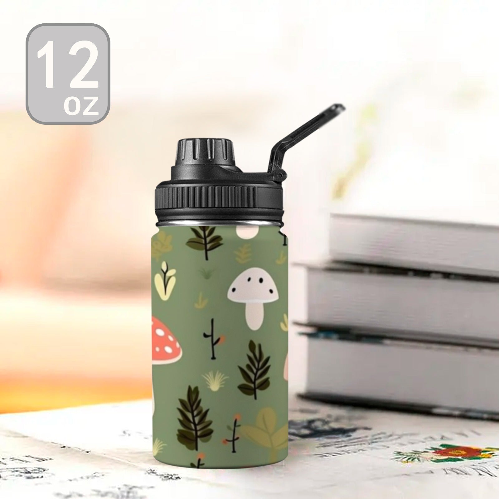 Toadstools - Kids Water Bottle with Chug Lid (12 oz) Kids Water Bottle with Chug Lid Printed Offshore