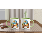 Personalised - Summer Beach Initials - White 11oz Ceramic Mug with Colour Inside Personalised 11oz Mug Customise Globally Fulfilled Personalise