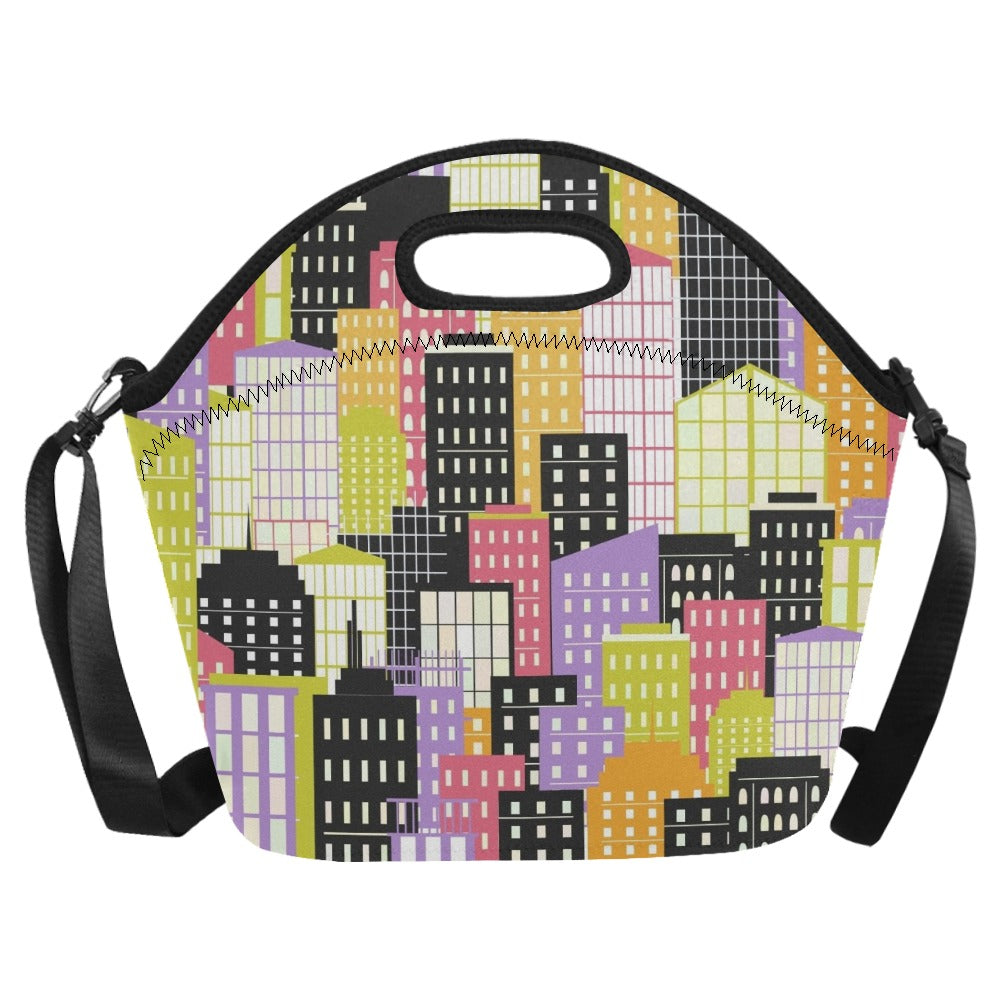 City Scape Neoprene Lunch Bag/Large (Model 1669) Neoprene Lunch Bag Printed Offshore