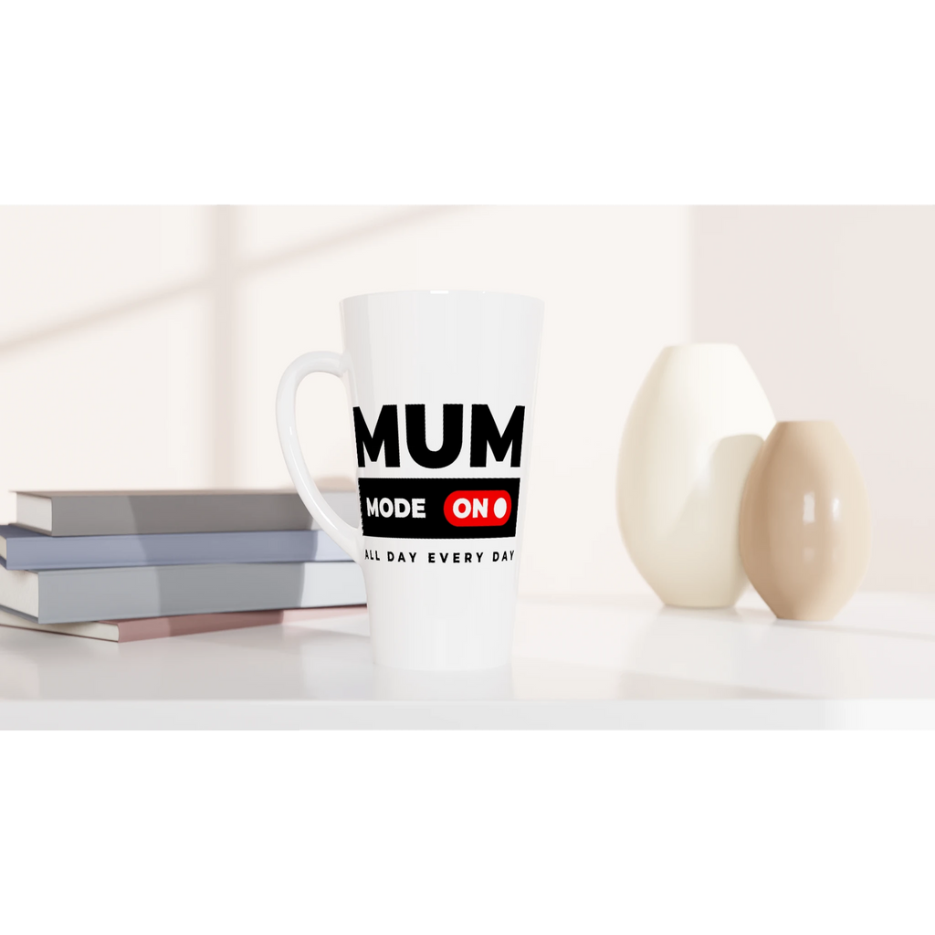 Mum Mode On - White Latte 17oz Ceramic Mug Latte Mug Globally Fulfilled Mum