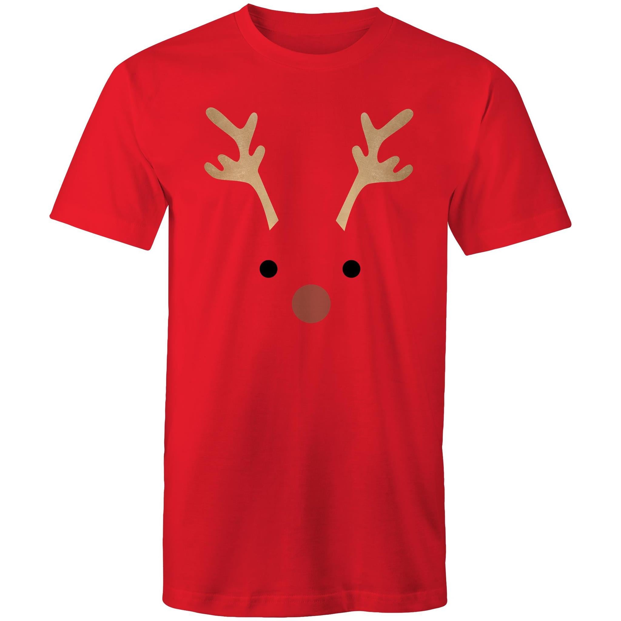 Red Nose Reindeer - Mens T-Shirt Red Mens Christmas T-shirt Christmas Printed In Australia