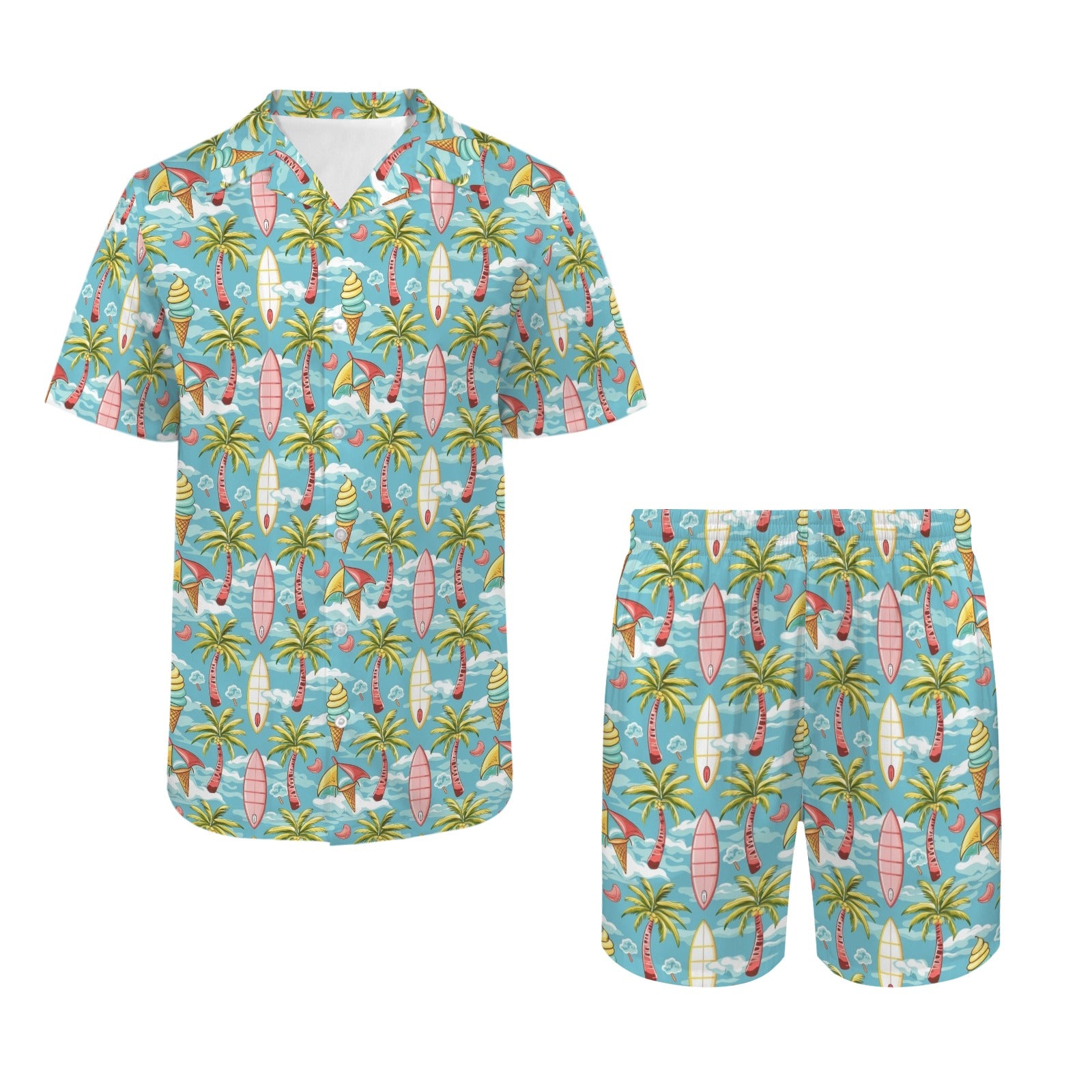 Summer Surf Men's Hawaiian Shirt & Shorts Set Men's Hawaiian Shirt & Shorts Set Printed Offshore Surf