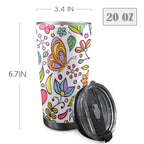 Hippie Butterfly And Flowers - 20oz Mobile Tumbler with Lid (Black Lock)