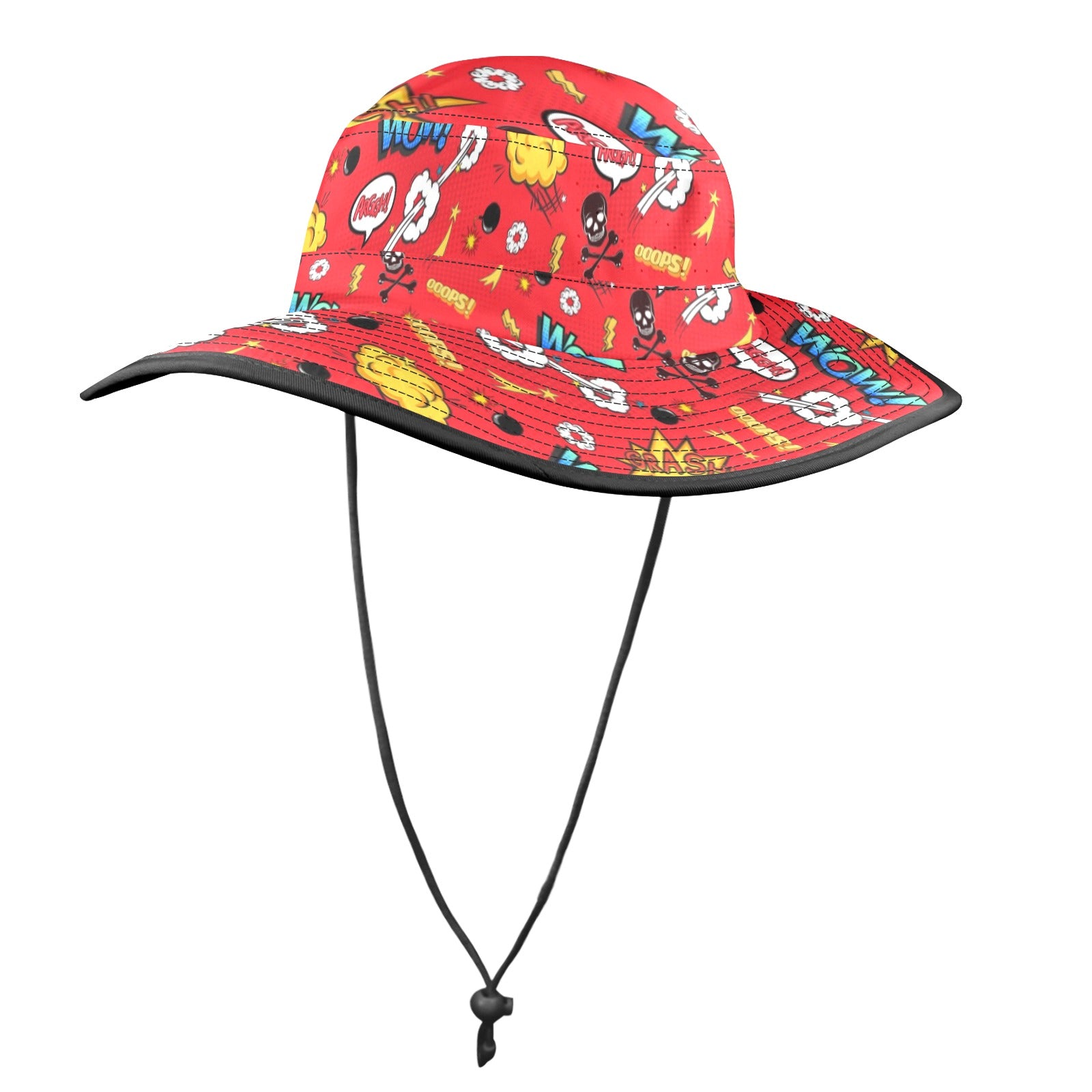 Comic Book Red - Wide Brim Bucket Hat Wide Brim Bucket Hat comic Printed Offshore