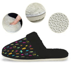 Fun Lightning Men's Fur Trim Thick-Sole Indoor Slippers Men's Fur Trimmed Slippers comic Printed Offshore