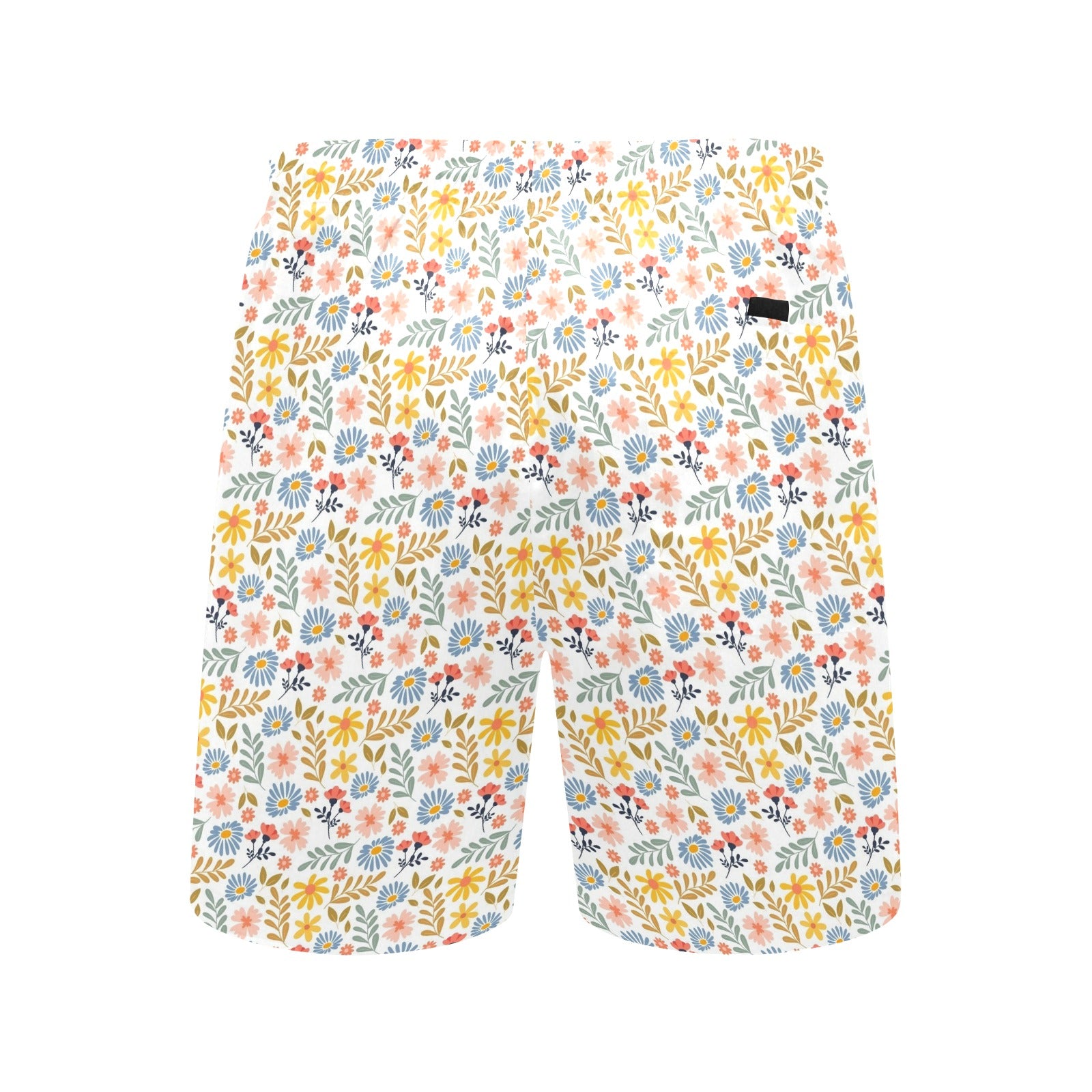 Boho Flowers And Leaves Men's Mid-Length Beach Shorts Men's Mid-Length Beach Shorts Plants Printed Offshore