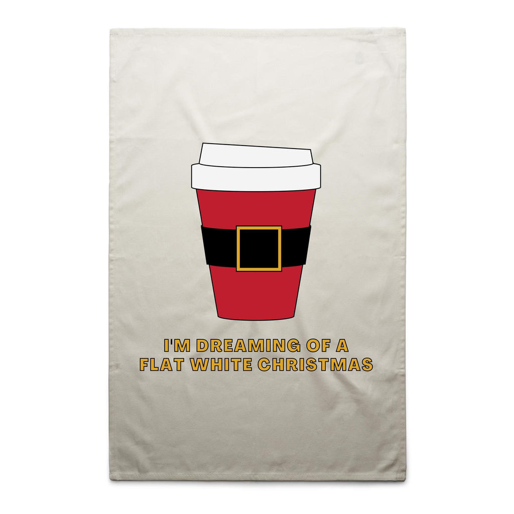 I'm Dreaming Of A Flat White Christmas, Coffee - AS Colour Tea Towel Cream One Size Christmas Tea Towel Christmas Printed In Australia