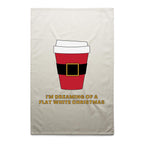 I'm Dreaming Of A Flat White Christmas, Coffee - AS Colour Tea Towel Cream One Size Christmas Tea Towel Christmas Printed In Australia