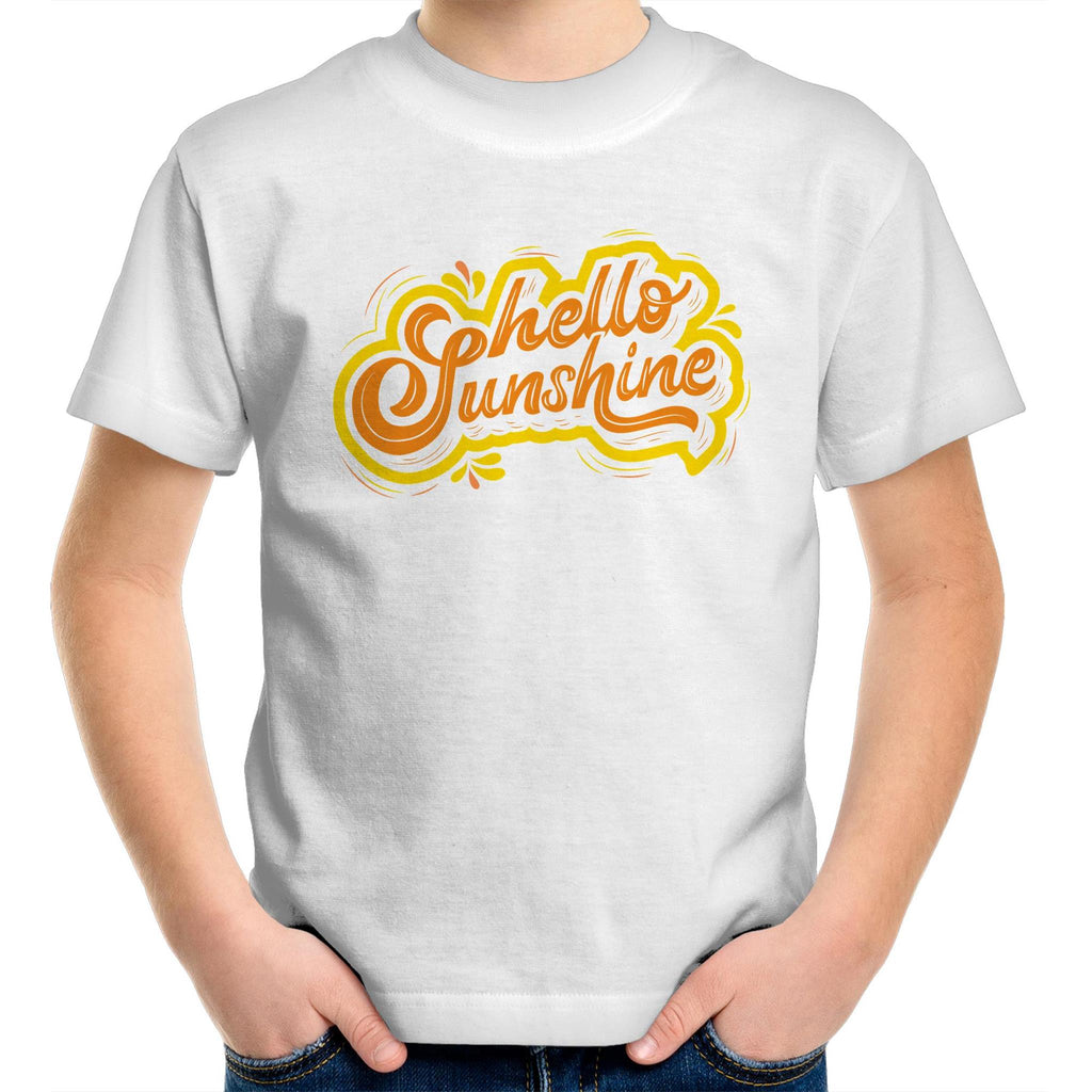 Hello Sunshine - Kids Youth T-Shirt White Kids Youth T-shirt Printed In Australia Summer