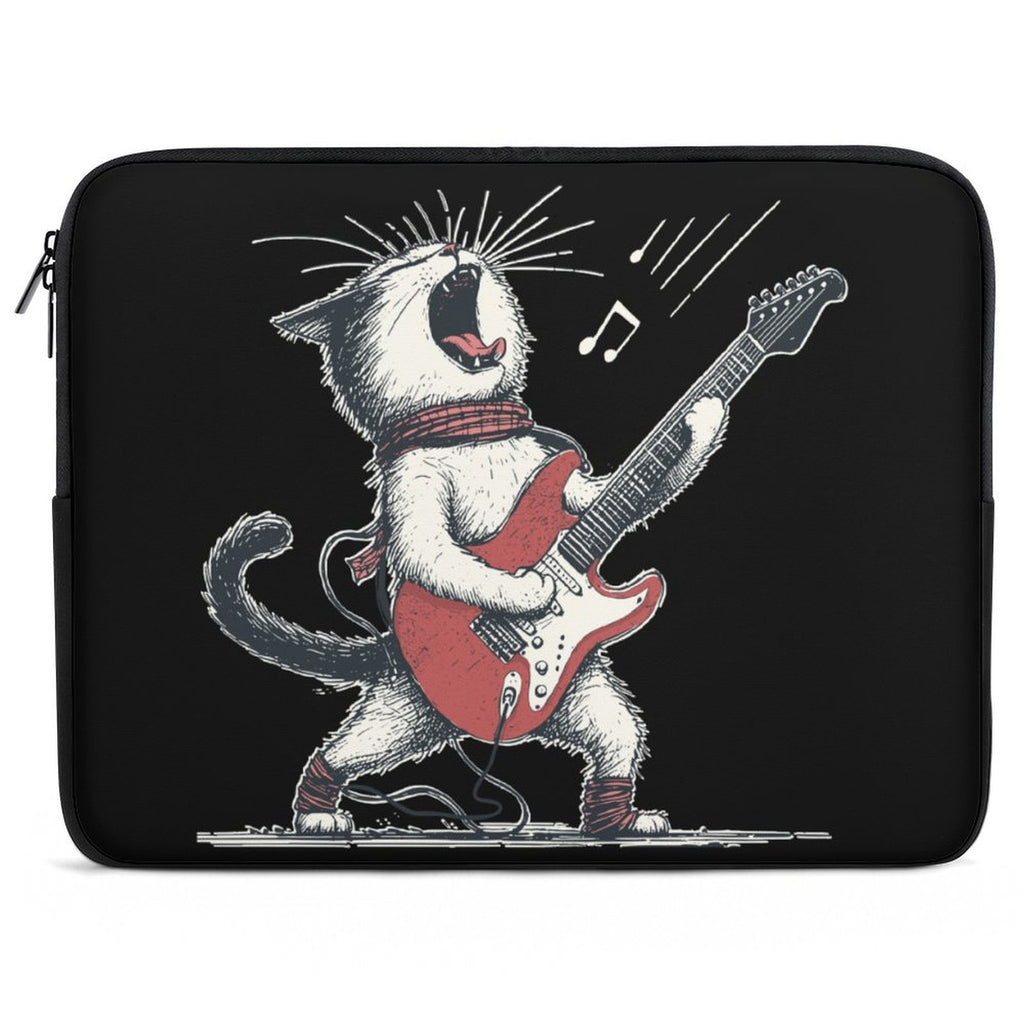 Cat Playing Guitar Laptop Sleeve (Multiple Sizes) black Laptop Sleeve animal Music Printed Offshore