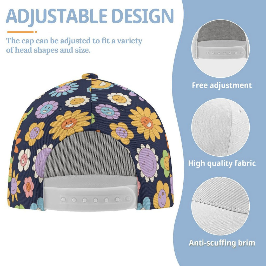 Groovy Flowers Kids Baseball Cap Kids Baseball Hat Printed Offshore Retro