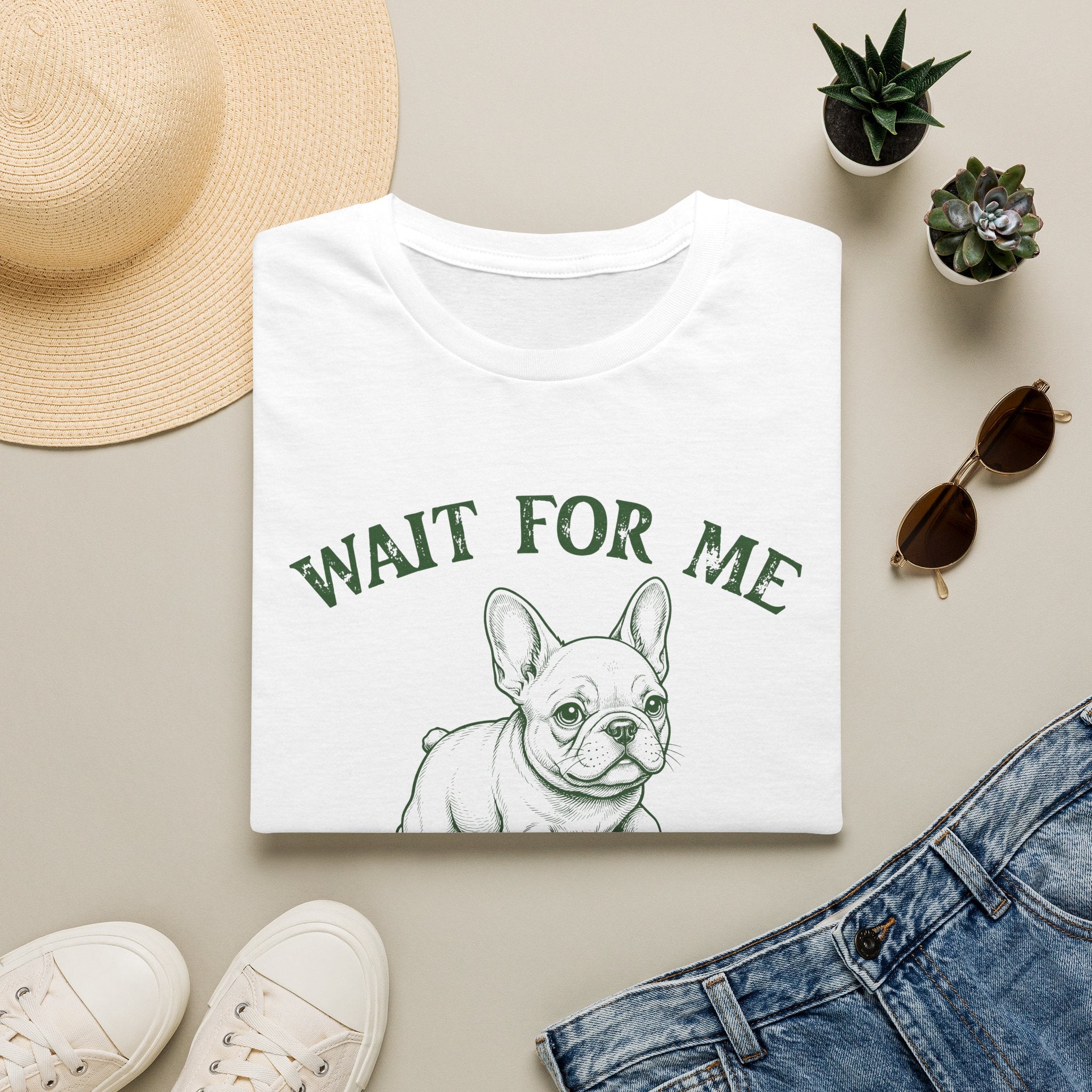 Wait For Me French Bulldog Unisex T-Shirt Unisex Adult T-shirt animal Globally Fulfilled