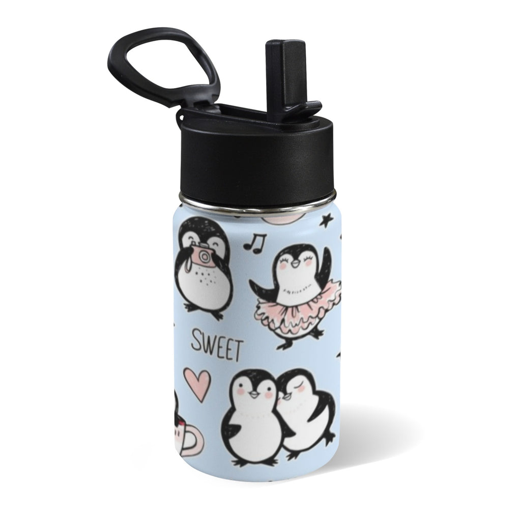 Penguin Love 12oz Kids Water Bottle with Straw Lid