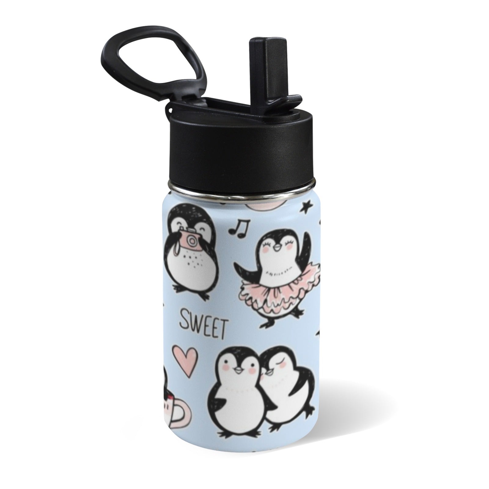 Penguin Love 12oz Kids Water Bottle with Straw Lid