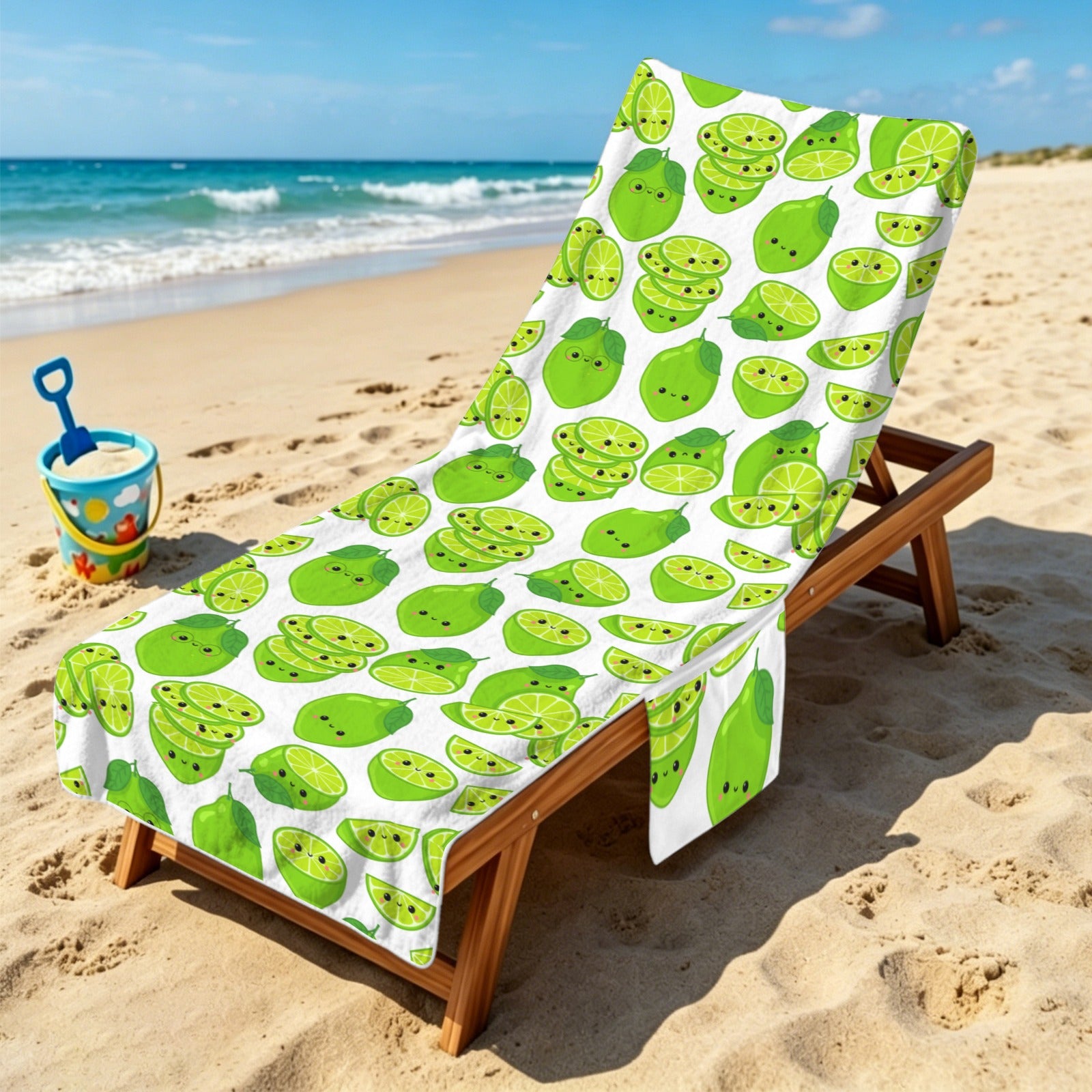 Cute Limes Beach Chair Towel Cover with Side Pockets