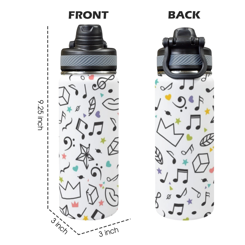Music Time - Insulated Water Bottle with Dual-Use Lid (18oz) Insulated Water Bottle with Dual-Use Lid (18oz) Music Printed Offshore