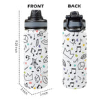Music Time - Insulated Water Bottle with Dual-Use Lid (18oz) Insulated Water Bottle with Dual-Use Lid (18oz) Music Printed Offshore
