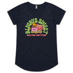 Always Sweet, Never Bitter, Coffee And Cake - Womens Scoop Neck T-Shirt Navy Womens Scoop Neck T-shirt Coffee Food Printed In Australia
