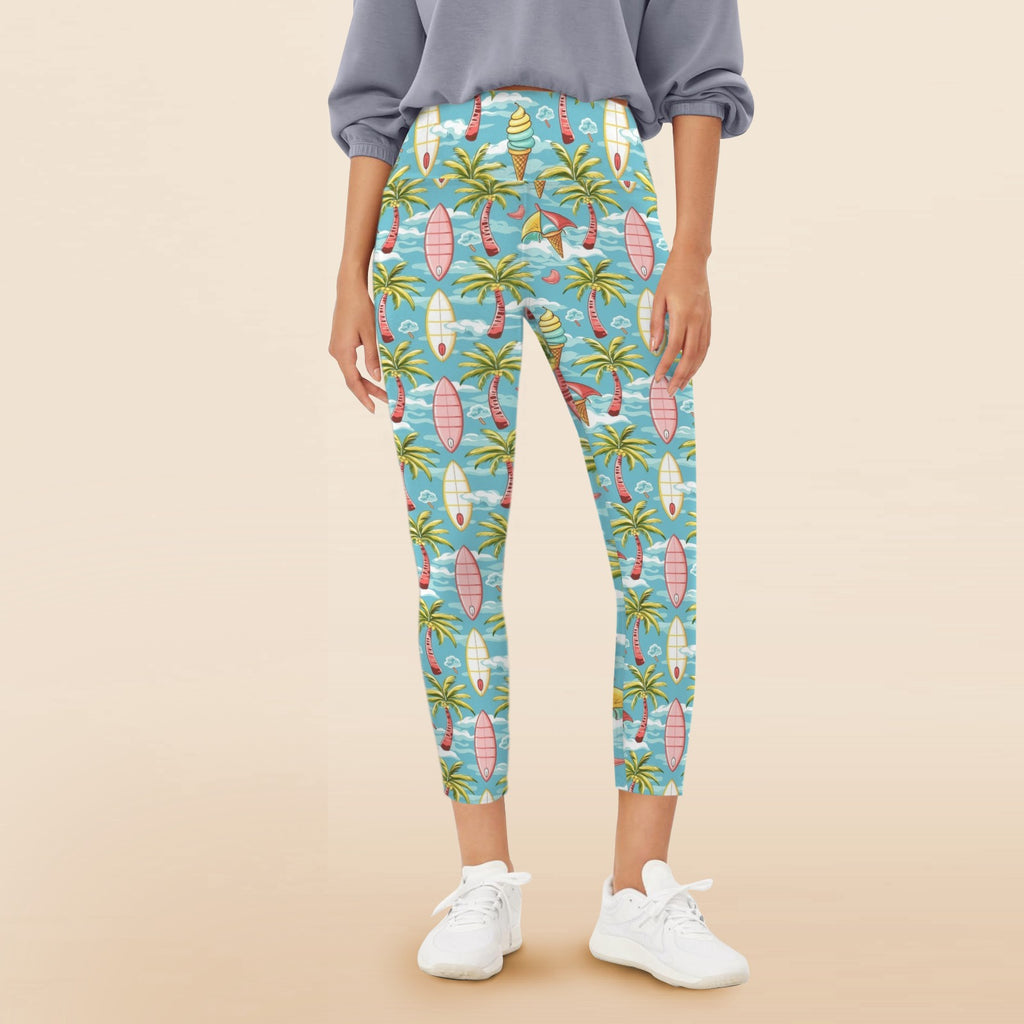 Summer Surf Women's High Waist Pockets Yoga Leggings 5XL Women's High Waist Pockets Yoga Leggings Printed Offshore Surf
