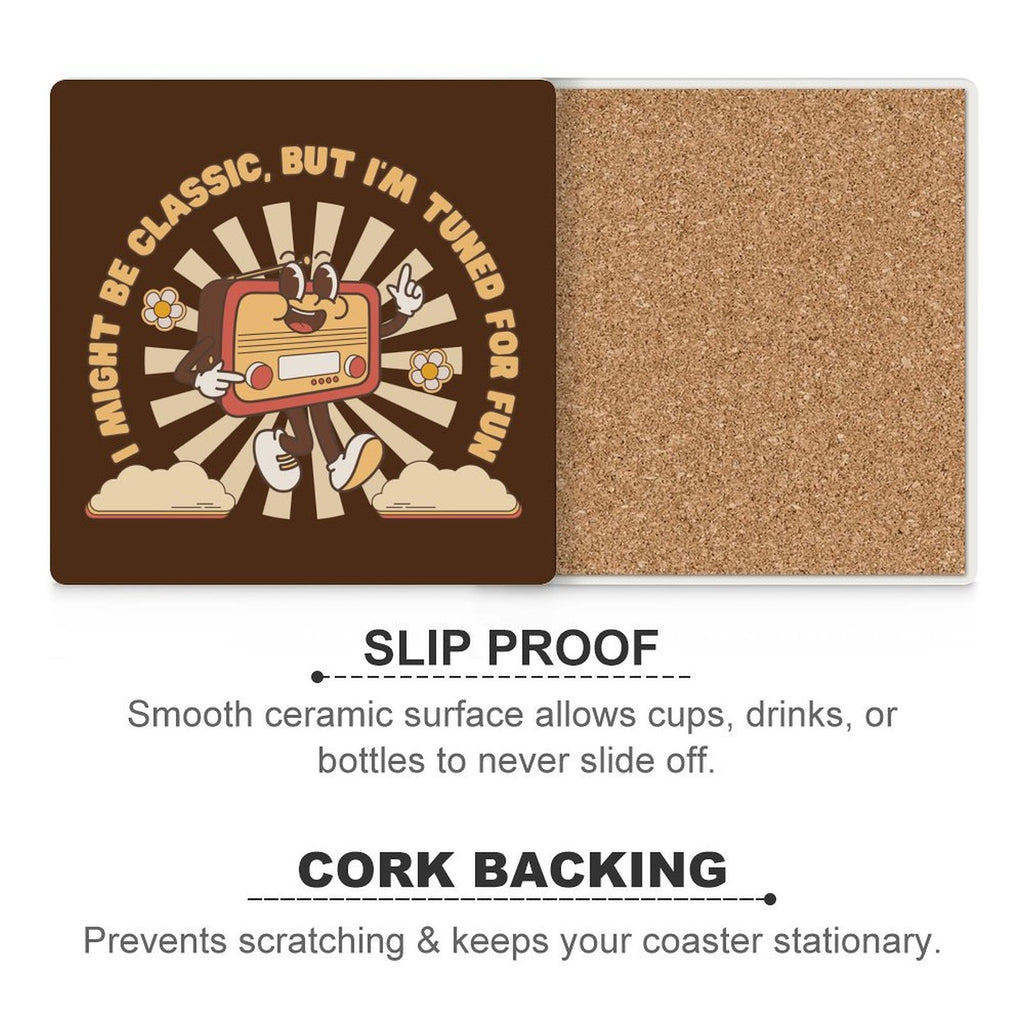 Classic Radio - Ceramic Coasters (Square) Ceramic Coasters Printed Offshore Retro