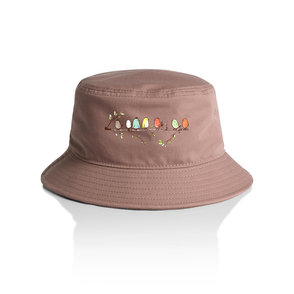 Birds On A Branch - AS Colour Bucket Hat Hazy Pink One Size As Colour Bucket Hat animal Printed In Australia