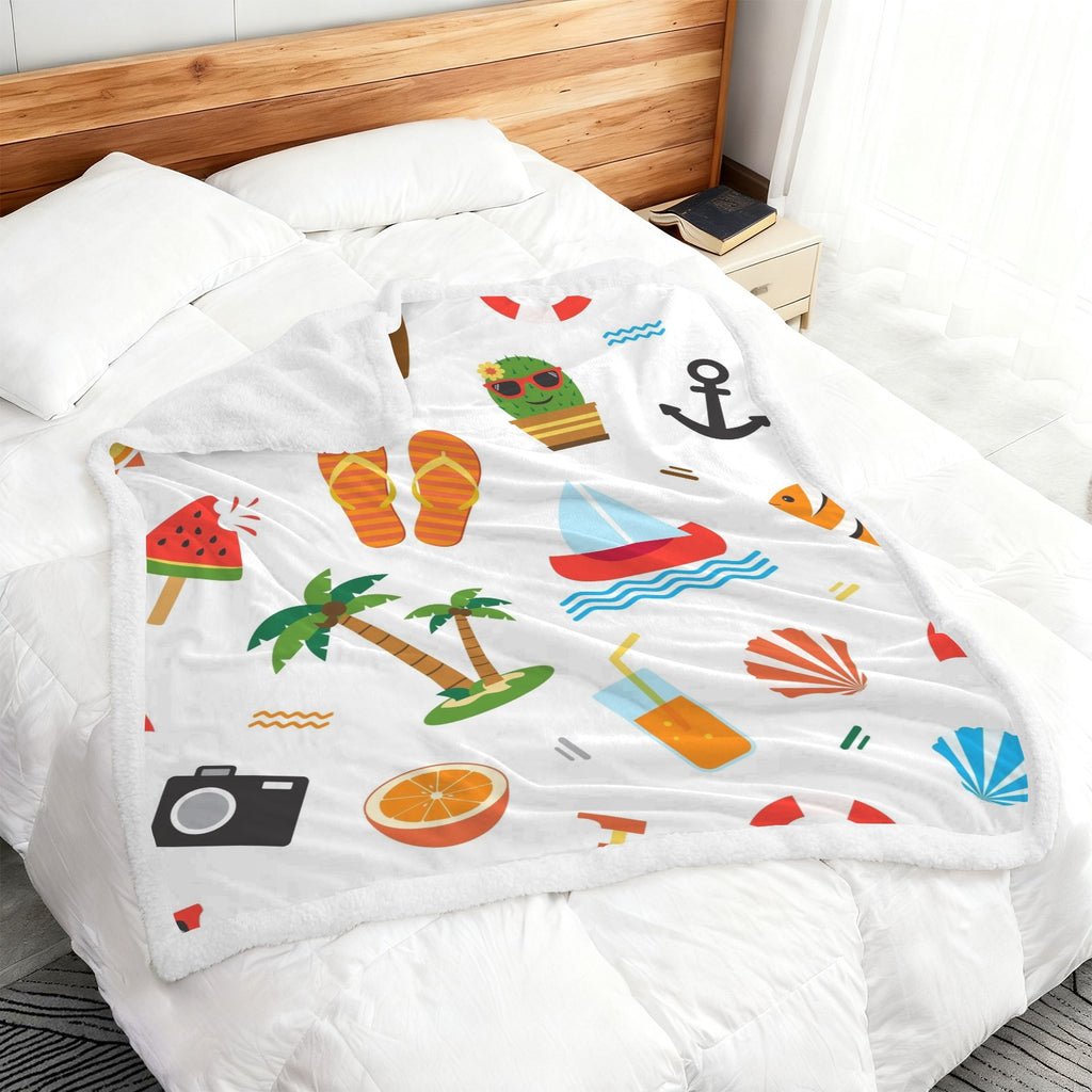 Beach Time - Double-Layer Fleece Blanket 51"x59"