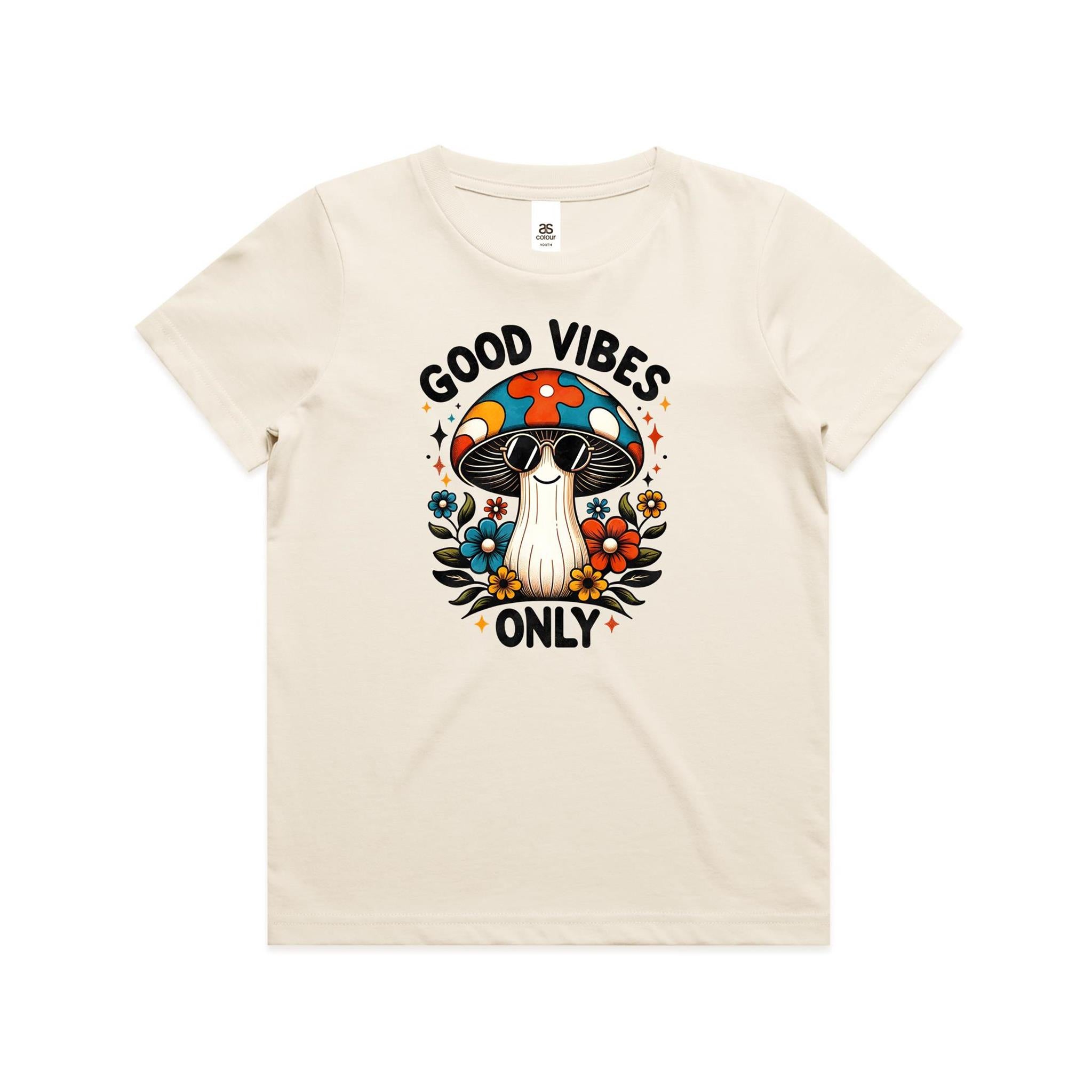 Good Vibes Only, Hippie Mushroom With Sunglasses - Kids T-shirt