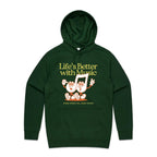 Life's Better With Music - Mens Hoodie Forest Green Mens Hoodie Music Printed In Australia