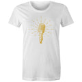 Retro Microphone - Womens T-shirt White Womens T-shirt Music Printed In Australia Retro