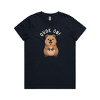 Quokka, Quok On Women's AS Colour T-shirt Navy Womens T-shirt animal Printed In Australia