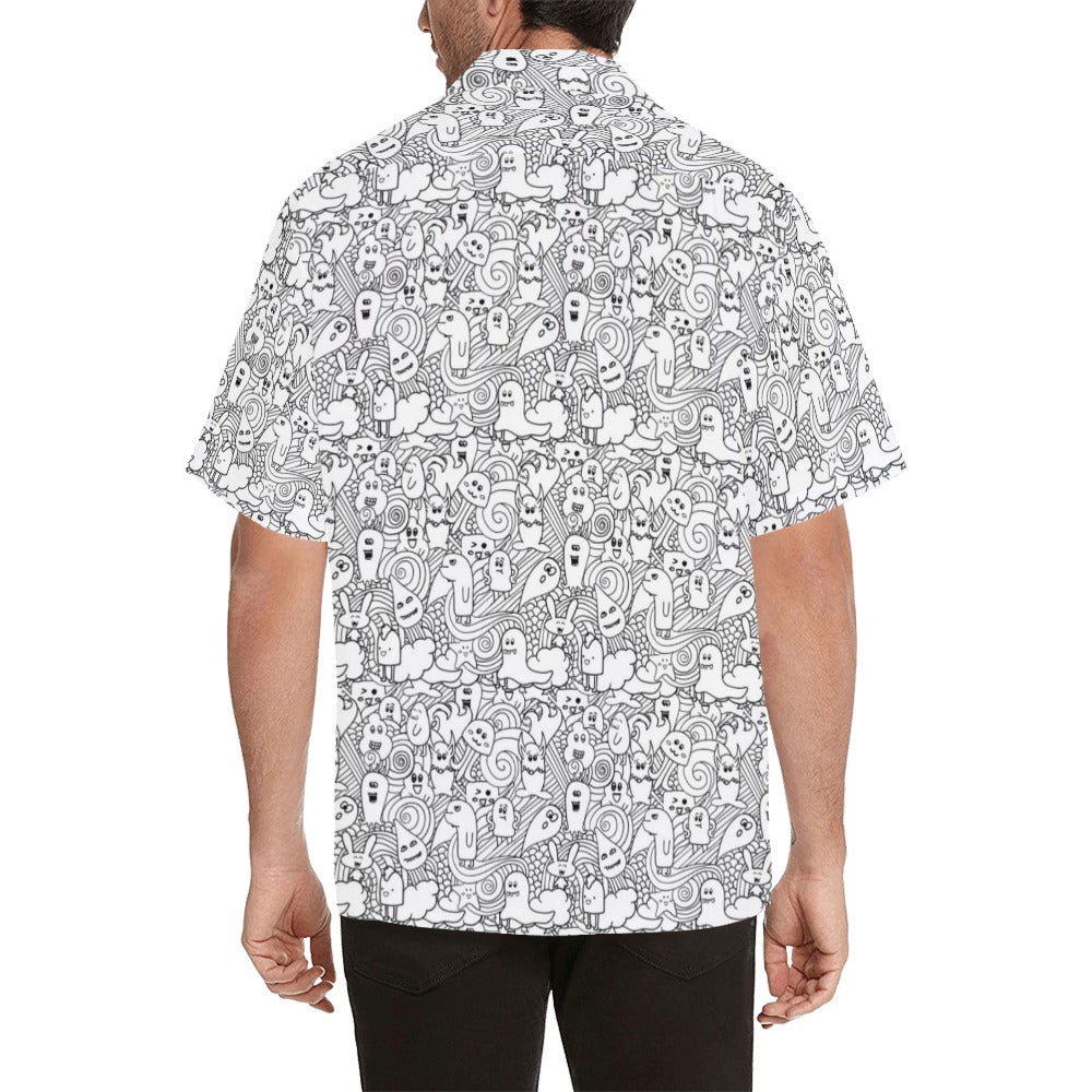 Black And White Creatures - Mens Hawaiian Shirt
