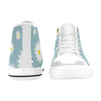 Flowers On Blue - Women's High Top Canvas Shoes