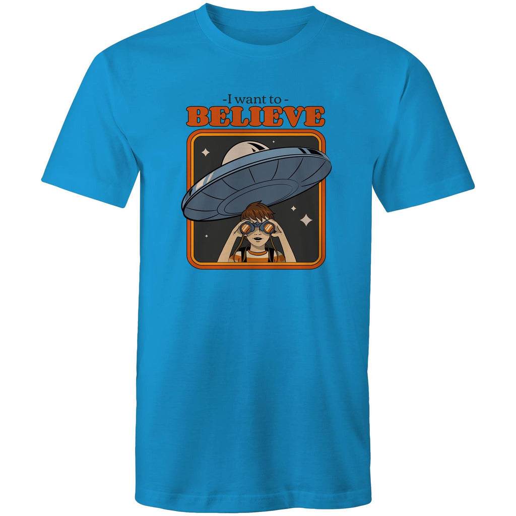 I Want To Believe - Mens T-Shirt Arctic Blue Mens T-shirt Printed In Australia Sci Fi