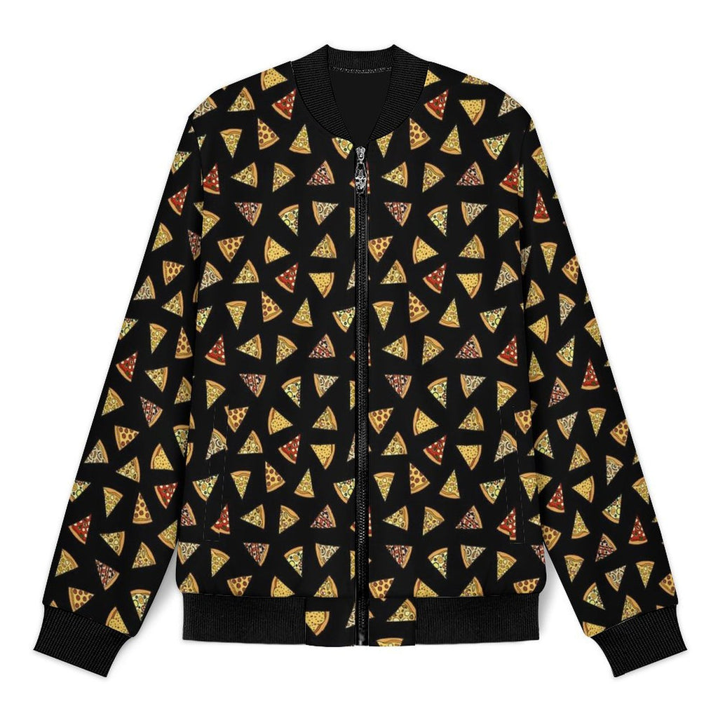 Pizza Slices Men's Casual Zip‑Up Bomber Jacket