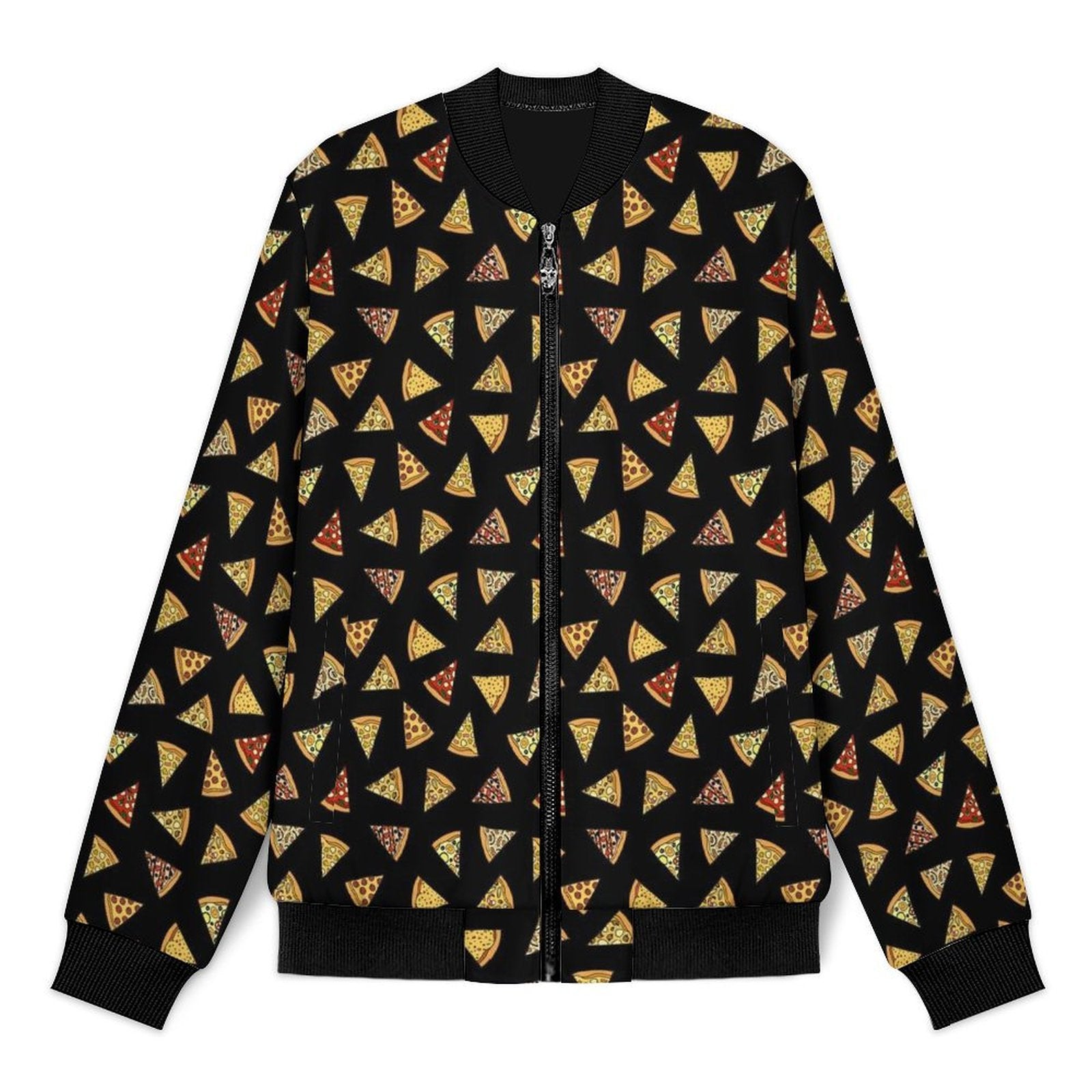 Pizza Slices Men's Casual Zip‑Up Bomber Jacket