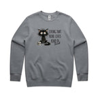 Living That Nine Lives Kind Of Tired, Frazzled Cat - AS Colour Stencil Crew Sweatshirt Gravel Sweatshirt animal Printed In Australia