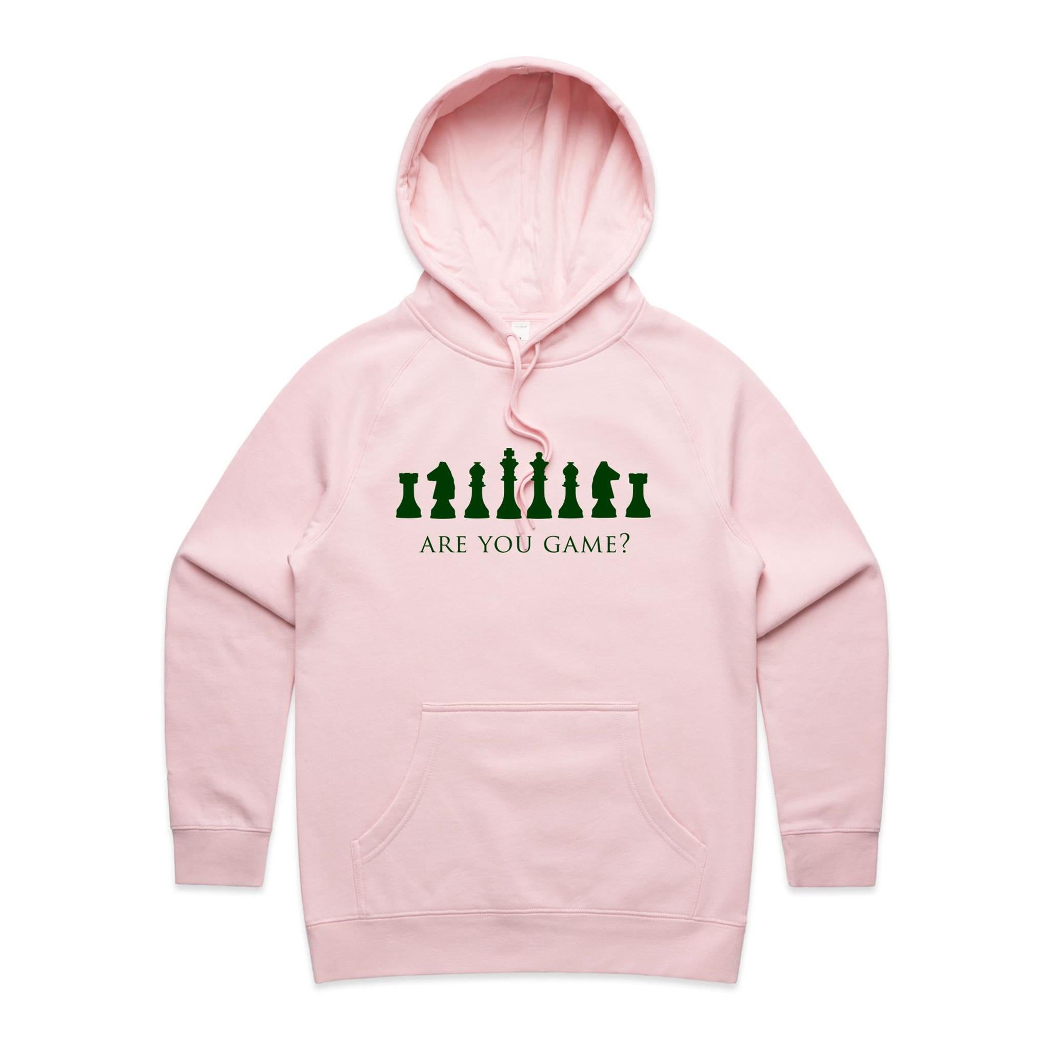 Are You Game, Chess - Womens Hoodie Pink Womens Hoodie Chess Games Printed In Australia