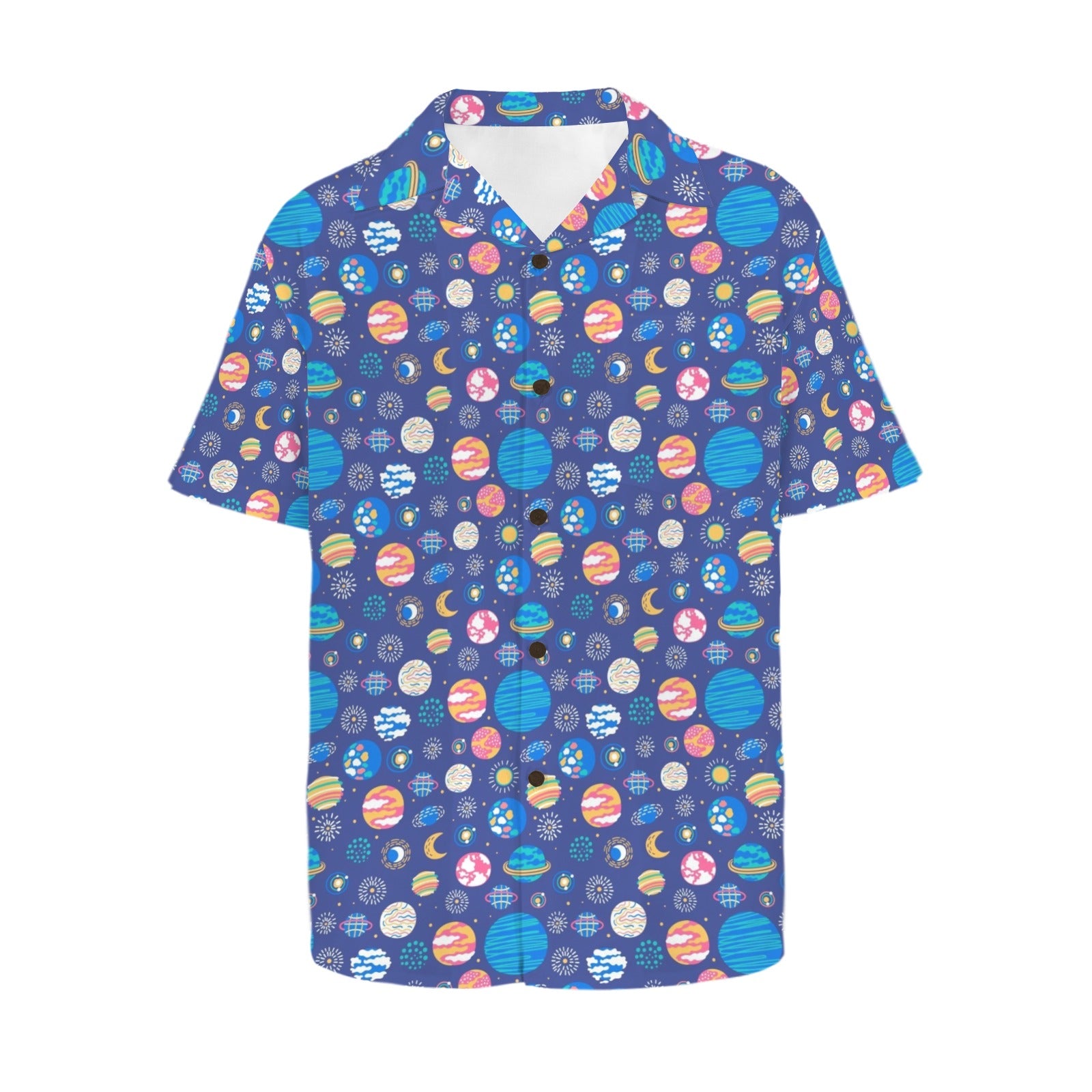 Planets On Blue Men's Hawaiian Shirt