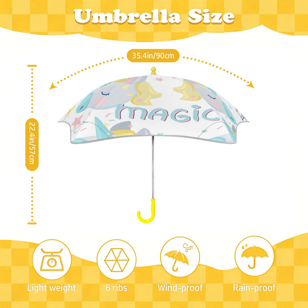 Cute Magic Unicorn Kids Safe Round Corner Umbrella Kids Safe Round Corner Umbrella animal Printed Offshore