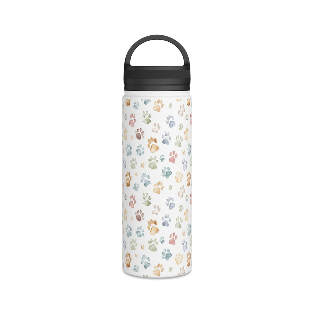 Paw Print Stainless Steel Water Bottle, Handle Lid Stainless Steel Water Bottle With Handle Lid animal Globally Fulfilled