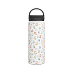 Paw Print Stainless Steel Water Bottle, Handle Lid Stainless Steel Water Bottle With Handle Lid animal Globally Fulfilled