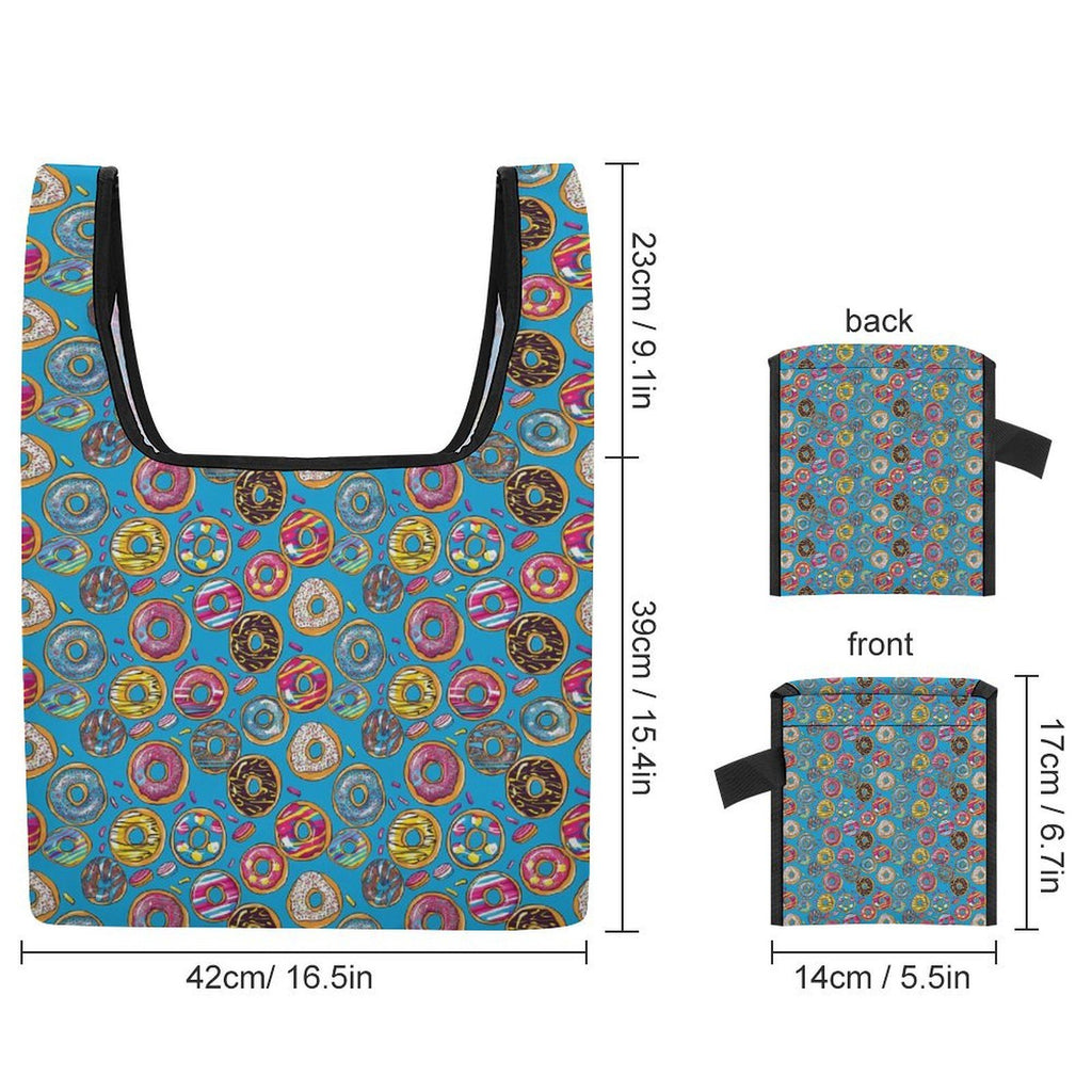 Doughnuts On Blue Foldable Shopping Bag