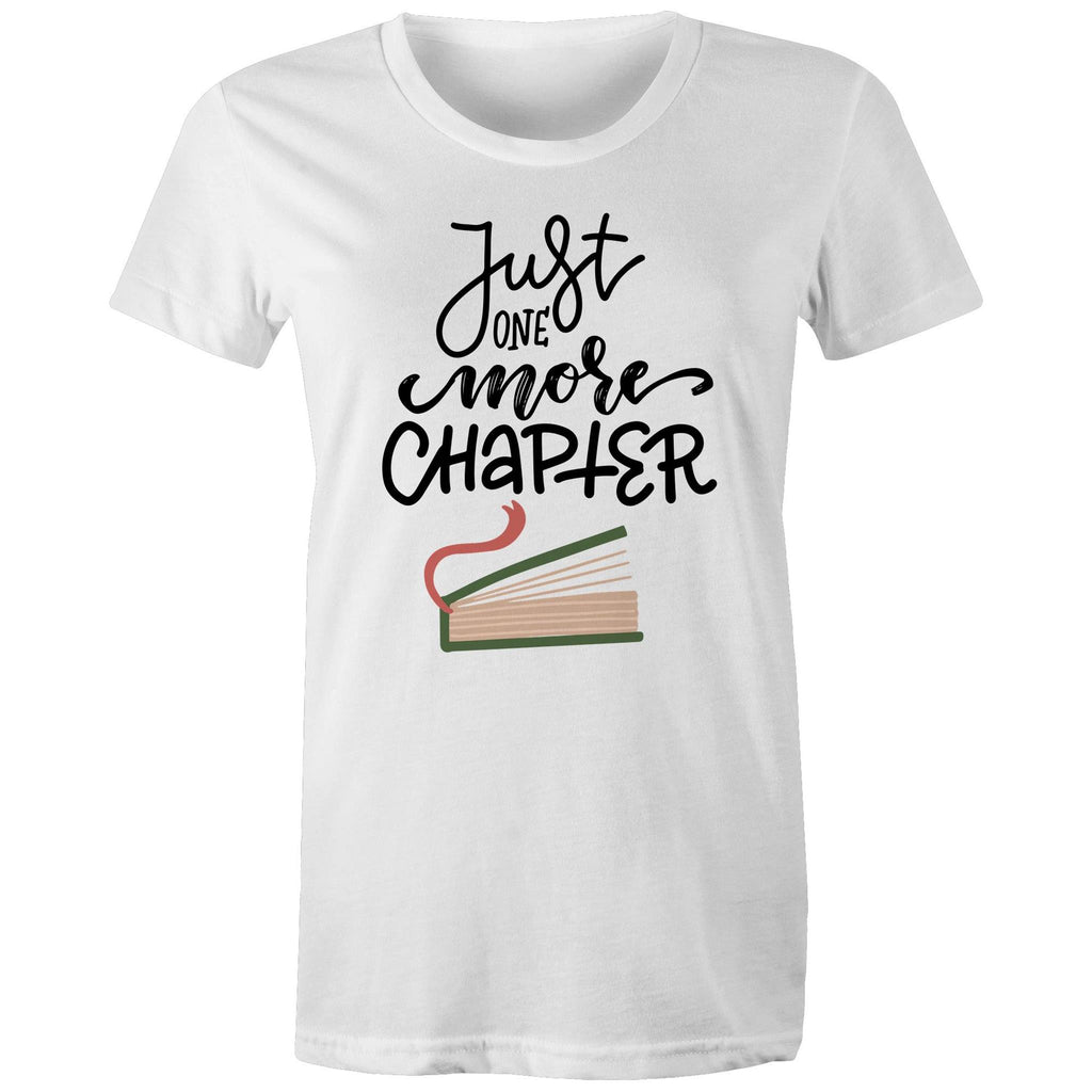 Just One More Chapter, Books - Womens T-shirt White Womens T-shirt Printed In Australia Reading
